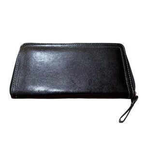 Dopp 12 Card Slots | Genuine Leather Zip-Around Wallet | Black 9”